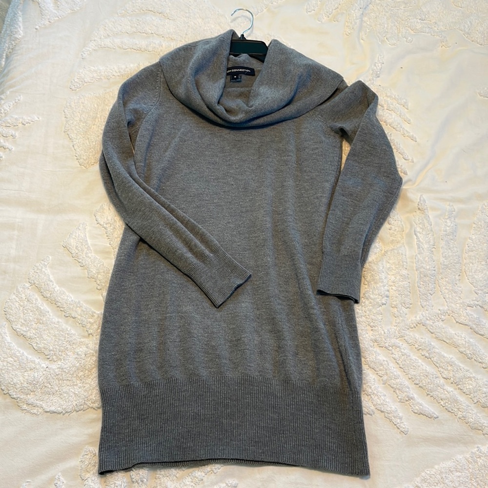 French Connection Sweater Dress. Cowl neck. Size medium. Gray.